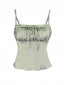 Green 1970s Satin Ruched Bust Slip Cami Top