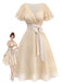 [Pre-Sale] Champagne 1950s Satin Tulle Cocktail Dress