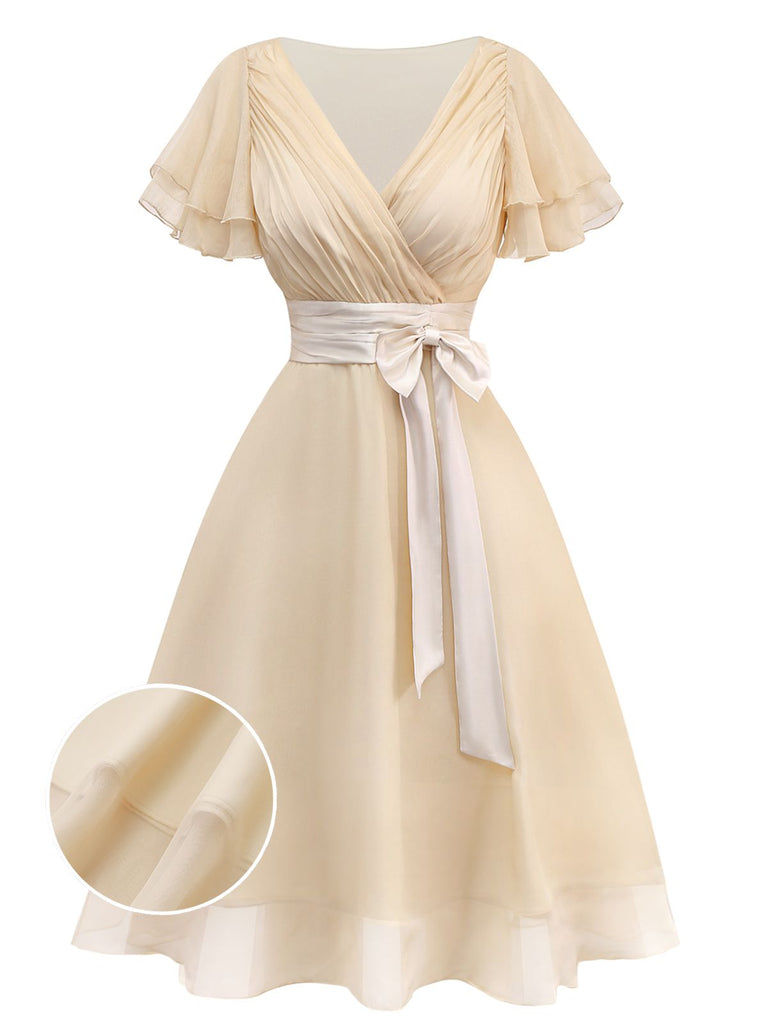 [Pre-Sale] Champagne 1950s Satin Tulle Cocktail Dress
