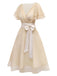 [Pre-Sale] Champagne 1950s Satin Tulle Cocktail Dress