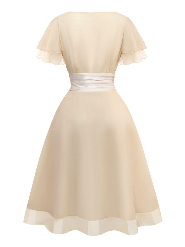 [Pre-Sale] Champagne 1950s Satin Tulle Cocktail Dress