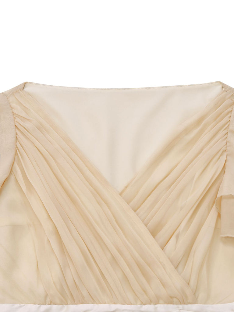 [Pre-Sale] Champagne 1950s Satin Tulle Cocktail Dress
