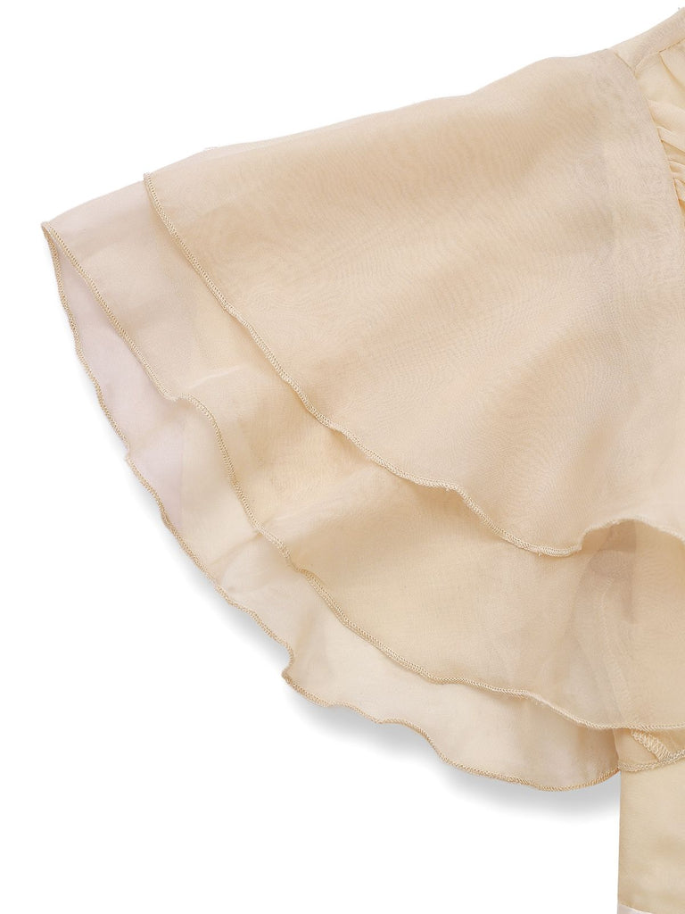 [Pre-Sale] Champagne 1950s Satin Tulle Cocktail Dress