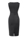 Dark Grey 1960s Pinstripe Beltd Pencil dress