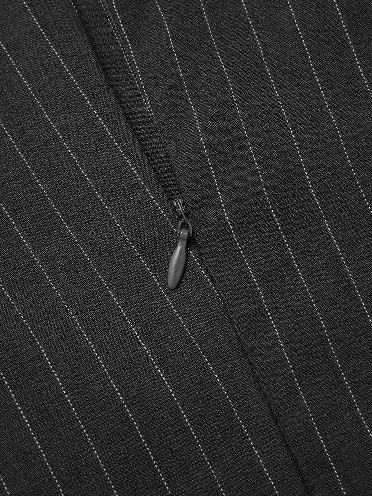 Dark Grey 1960s Pinstripe Beltd Pencil dress