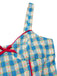 Blue 1950s Bow Gingham Plaid Floral Romper
