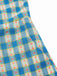 Blue 1950s Bow Gingham Plaid Floral Romper