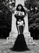 [Pre-Sale] Black & White 1930s Halter Skull Mesh Fishtail Dress