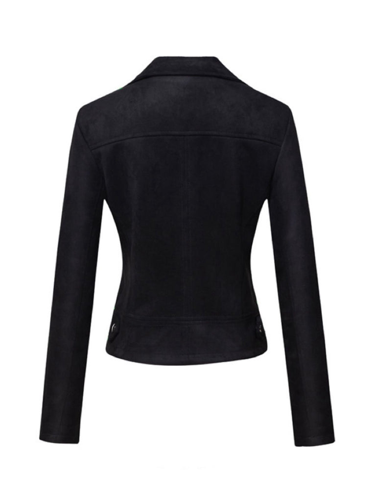 1980s Solid Lapel Ssuede Leather Jacket