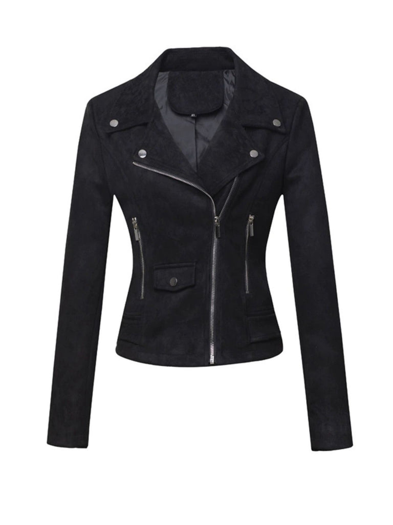 1980s Solid Lapel Ssuede Leather Jacket