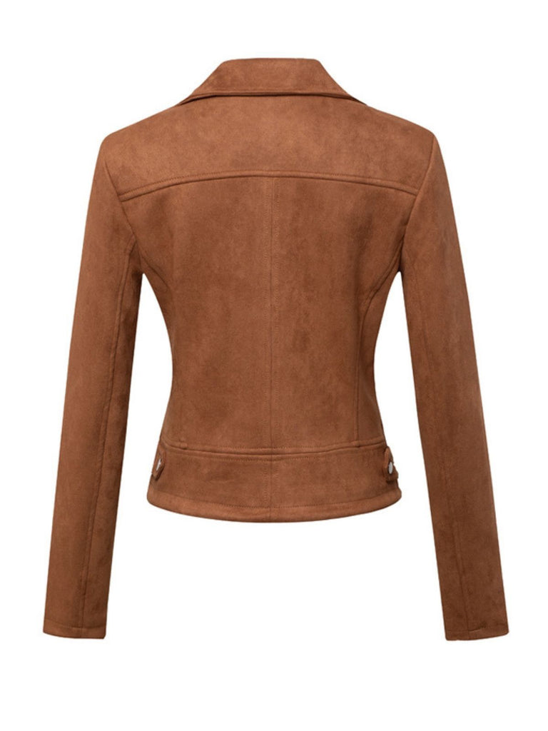 1980s Solid Lapel Ssuede Leather Jacket