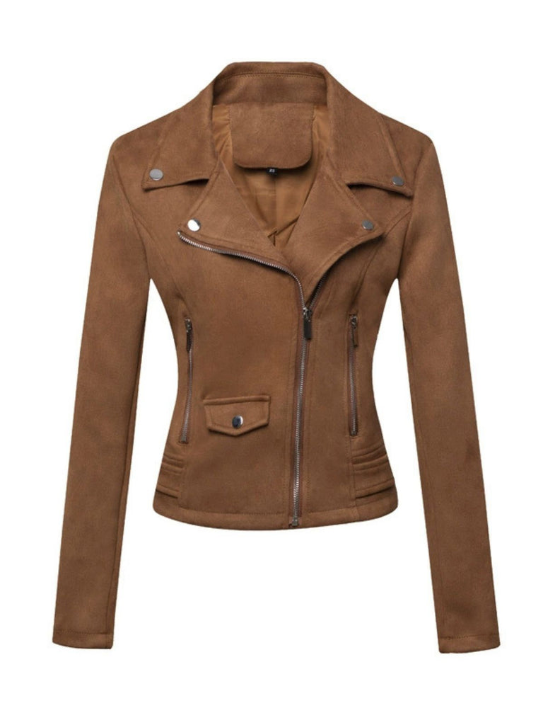 1980s Solid Lapel Ssuede Leather Jacket