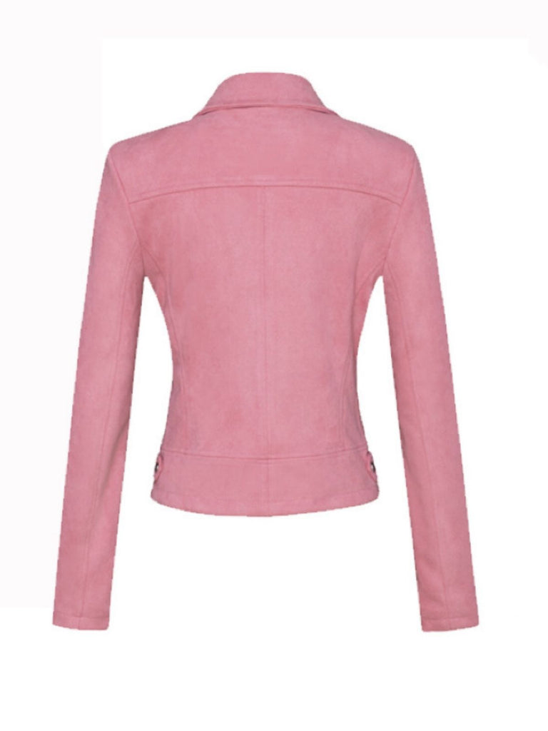 1980s Solid Lapel Ssuede Leather Jacket