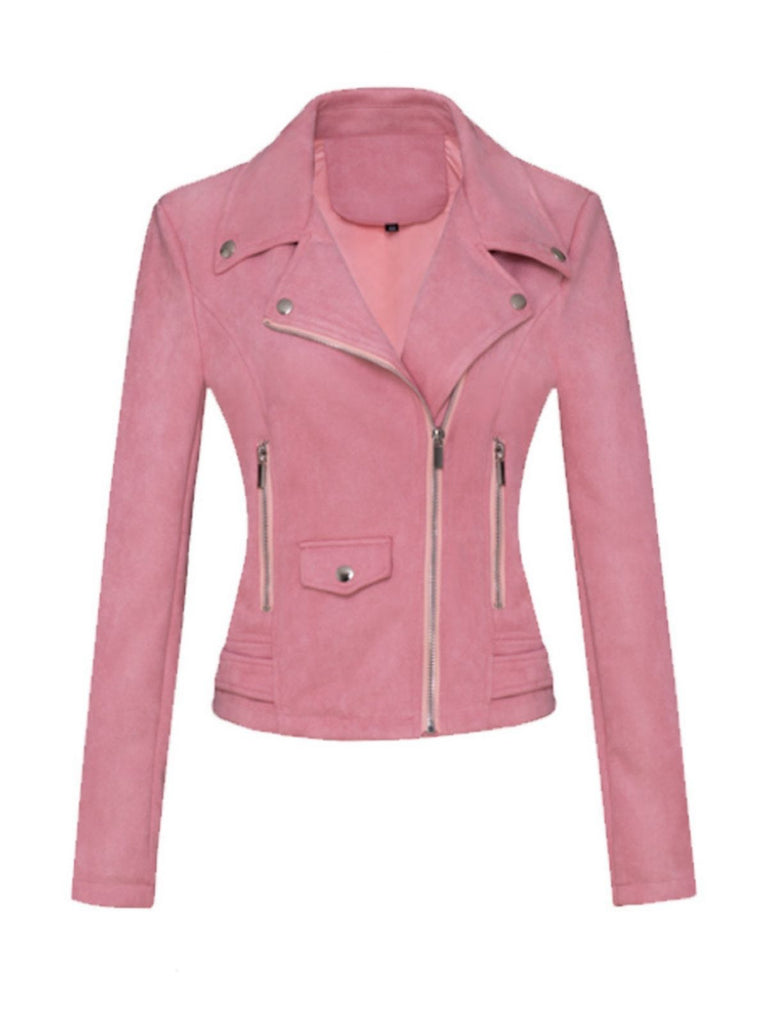 1980s Solid Lapel Ssuede Leather Jacket