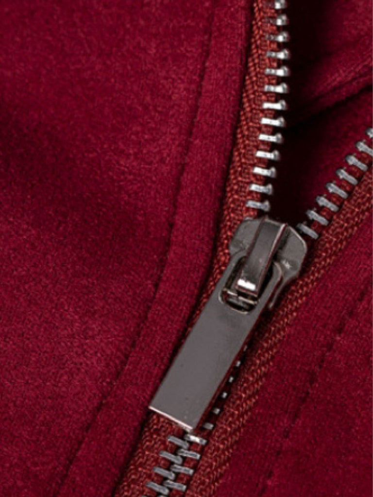 1980s Solid Lapel Ssuede Leather Jacket