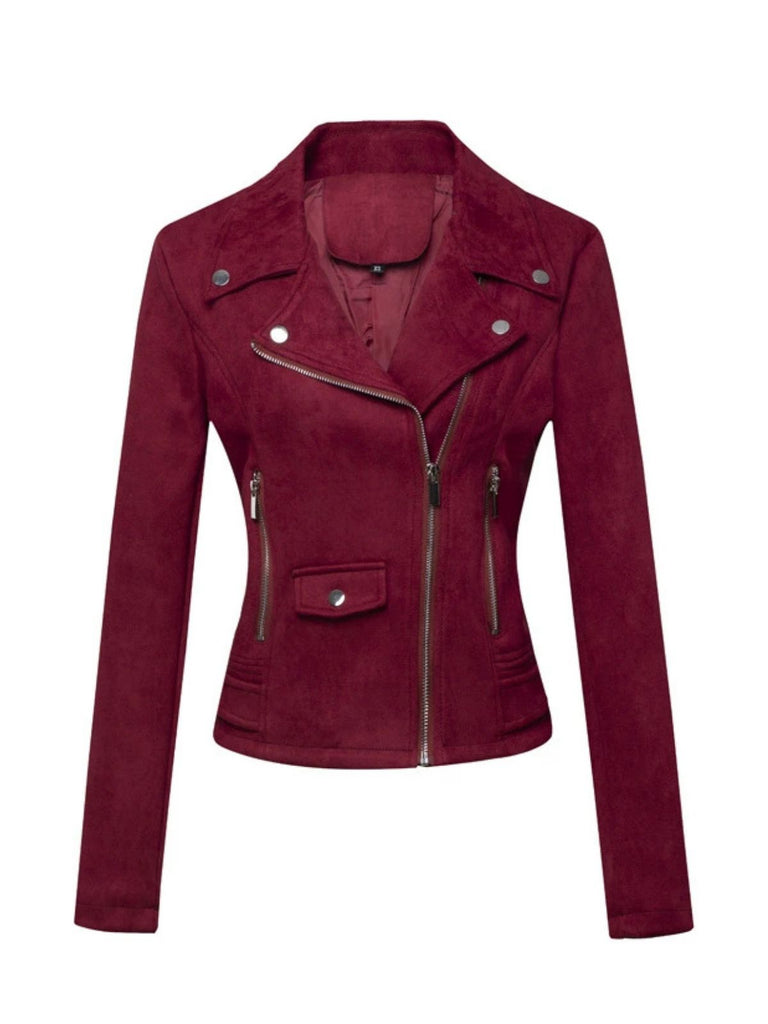 1980s Solid Lapel Ssuede Leather Jacket