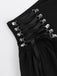 Black 1980s Punk Metal Button Lace-Up Skirt