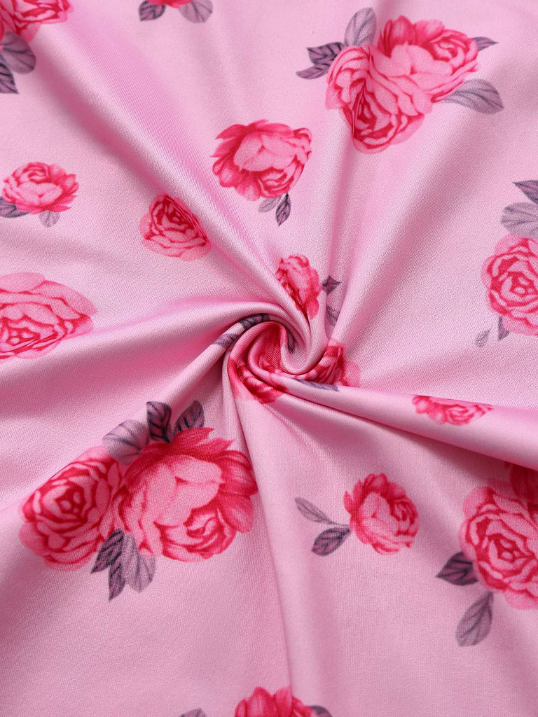 Pink 1930s Rose Cowl Neck Fishtail Dress