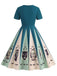[Pre-Sale] Blue 1950s Halloween Spider Web Print Patchwork Dress