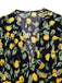 Yellow 1950s Lemon V-Neck Smocked Chiffon Dress