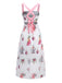 Pink 1960s Tropical Prints Tie-Back Straps Dress
