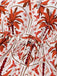 Red 1970s Lapel V-Neck Tropical Plants Dress