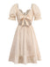 Apricot 1950s Solid Cotton Tie-Back Smocked Dress
