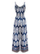 Blue 1970s Boho Ethnic Print Strap Belted Jumpsuit