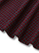 Red 1950s Plaid Lapel Puff Sleeves Cotton Dress