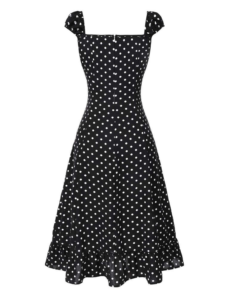 [Pre-Sale] 1940s Square Neck Polka Dot Ruffle Dress