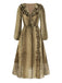 [Pre-Sale] Brown 1980s Snake Print Ruffled Chiffon Dress