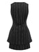 2PCS Black 1960s Pinstripe Pencil Skirt Sleeveless Suit
