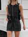 2PCS Black 1960s Pinstripe Pencil Skirt Sleeveless Suit