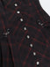Wine Red 1960s Punk Lapel A-Line Plaid Dress