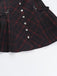 Wine Red 1960s Punk Lapel A-Line Plaid Dress