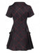 Wine Red 1960s Punk Lapel A-Line Plaid Dress
