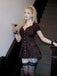 Wine Red 1960s Punk Lapel A-Line Plaid Dress
