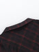 Wine Red 1960s Punk Lapel A-Line Plaid Dress
