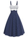 [Pre-Sale] Blue 1950s Embroidered Floral Polka Dot Dress