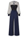 [Pre-Sale] Dark Blue 1960s Glitter Mesh Patchwork Jumpsuit