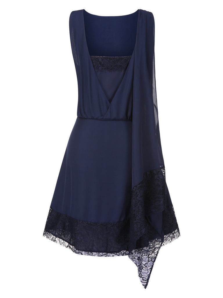 [Pre-Sale] Blue 1920s Lace Patchwork Rhinestone Dress