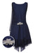 [Pre-Sale] Blue 1920s Lace Patchwork Rhinestone Dress