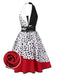 [Pre-Sale] Red 1970s Irregular Contrast Halter Dalmatian Dress