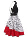 [Pre-Sale] Red 1970s Irregular Contrast Halter Dalmatian Dress