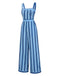 [Pre-Sale] Blue 1950s Wide Strap Vertical Stripe Jumpsuit
