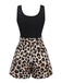 Black 1950s Leopard Square Neck Romper