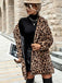 Brown 1950s Leopard Lapel Faux-Wool Coat