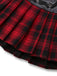 Red 1980s Steampunk Plaid Leather Pleated Skirt