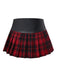 Red 1980s Steampunk Plaid Leather Pleated Skirt