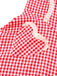 Red 1960s Plaid Heart Pocket Halter Dress